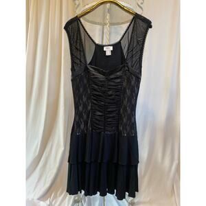 b.p.c. dress Corset style lace ruffles black size small
